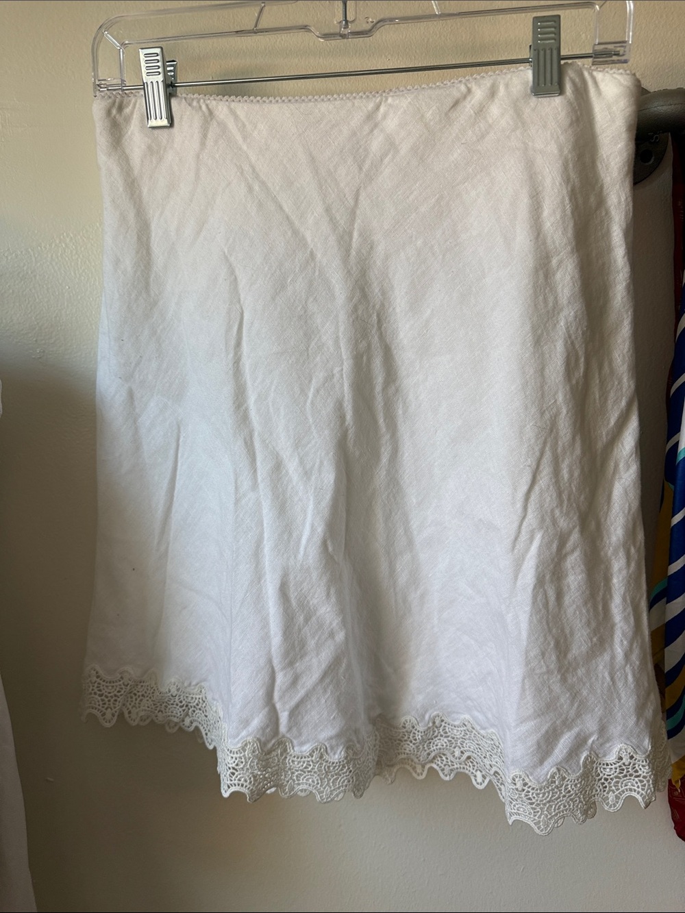 J. Crew White A-Line Skirt with Lace Hem